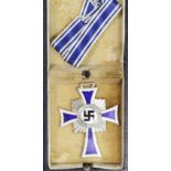 German Mothers Cross in silver, in fitted case, early type dedication to reverse