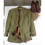 WW2 RE officers uniform with jacket, trousers, hat Sam brown, shoes named to H S Evans no 39893