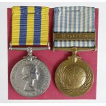 Korea Medal QE2 (22218070 Pte R White BW), and Korea UN Medal. (2)