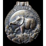 Imperial German Africa WW1 Colonial Service (elephant) badge, Silver wash type