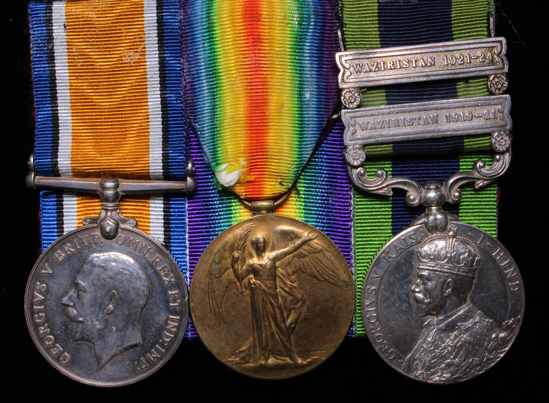 BWM & Victory Medal (5245 Pte H Webb Midd'x R), and IGS GV with bars Waziristan 1919-21 and