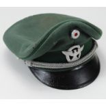 German Nazi green cloth Police peaked cap, with green piping and cap badge