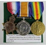 1915 Star Trio to 1117 Pte F C De Vine 18-London Regt. (3)