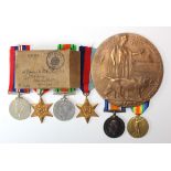 BWM & Victory Medal + Death Plaque to S-22723 Pte John Martin, Camerons. Died of Wounds 18th April