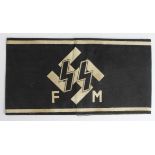 German SS FM armband for supporters who sent funds and personnel items to troops at the front