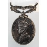 Efficiency Medal GVI with Territorial clasp (7013390 Pte J W Harvey A.C.C.) Thin silver ribbon bar