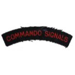 Cloth Badge: Commando Signals, Rare WW2 Embroidered felt shoulder title badge in excellent worn