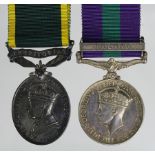 GSM GVI with Malaya clasp (22186908 Sigmn J H Bevan R.Sigs), Efficiency Medal GVI with Territorial