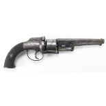 Pistol, scarce good quality transitional belt revolver, cylinder 6 shot, .41 cal, percussion. Bar