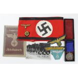 German Nazi interest - various cloth eagles, badge, medal, etc. (9 items)