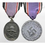 German Luftschutz Civil Defence 1938 medal with German Civil Defence (Fire Service ) 25 Year Service