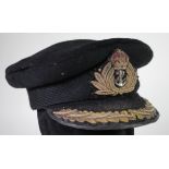 Royal Naval pre WW2 Lt/Com hat made by Moosa & Son, Bombay.