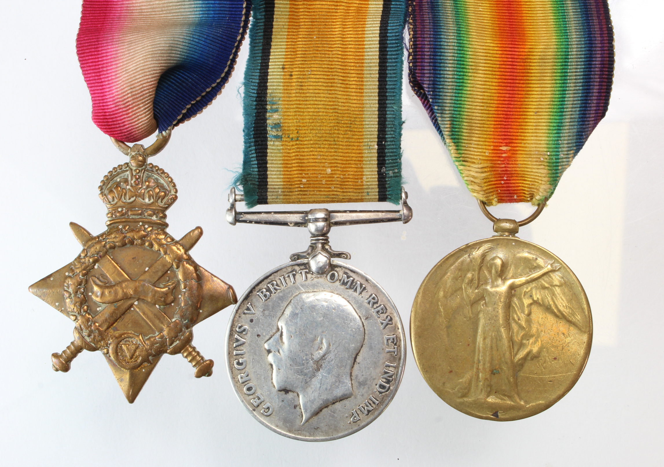 1915 Star Trio to L-8919 Pte A Taylor, Middlesex Regt. Medal mounted as worn and very polished. Sold