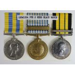 Korea Medal QE2 (22541994 Pte S Kerr BW), Korea UN Medal, and AGS Medal with Kenya clasp (22541994