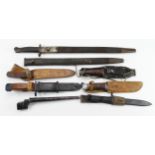 Bayonets - mixed lot inc 1918 SMLE, Pig Sticker, AK47, VZ58, SMLE spare scabbard. (8 items)