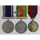 Police - Defence Medal, Police LSGC Medal GVI (Const Stanley Harris), 1953 Coronation Medal, and