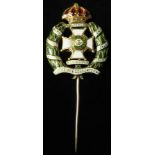 Sweetheart badge/stickpin, unmarked 9ct. gold and enamel, slight damage to white enamel on the