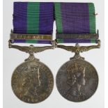 GSM QE2 with Brunei clasp (22661623 Bdr M W Welbourn RA), with CSM QE2 + Borneo clasp (22661623