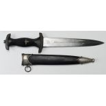 German Nazi replica SS Dagger with scabbard, maker marked 'RZM M7/36'.