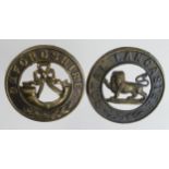 Badges Helmet plate centres, 2x Oxfordshire & Royal Lancaster