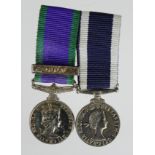 Miniature group mounted as worn - CSM QE2 with Gulf clasp and QE2 Naval LSGC Medal. (2)