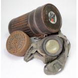 German Nazi Red Cross Gas Mask & Canister.