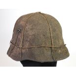 Imperial German Stalhelm steel Helmet with hessian sack cloth covering, rusting & age wear, with