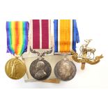 BWM & Victory Medal to (18592 Pte W E Atkinson R.War Regt), with Meritorious Service Medal GV (
