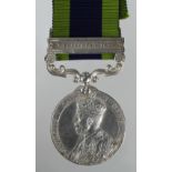IGS GV with Waziristan 1925 clasp, named (F/O C W Rugg RAF). Medal is renamed in a crude Indian