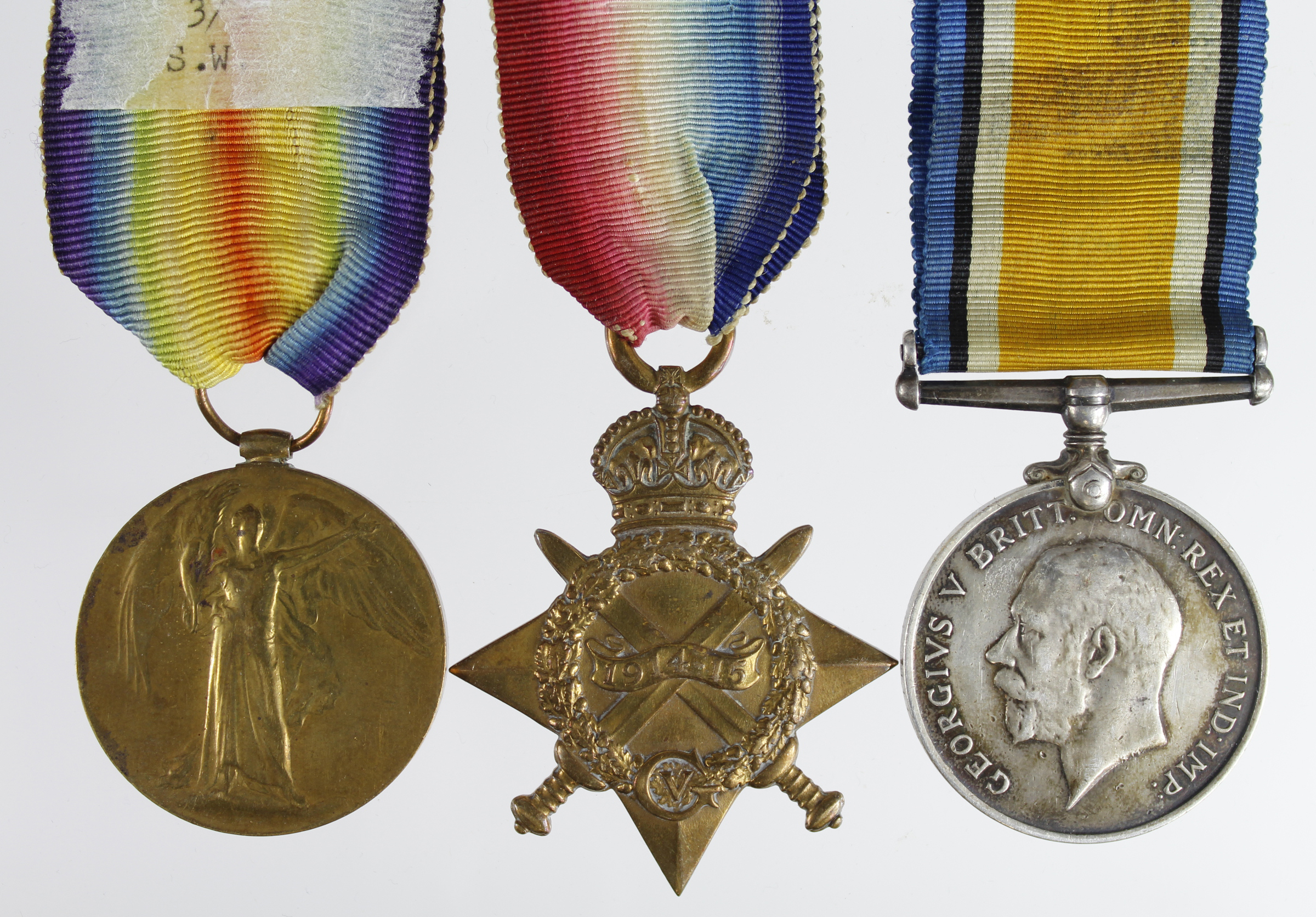 1915 Star Trio to 11135 Pte C C J George R.War. Rgt. Served with 2nd Bn. Entitled to a Silver War