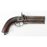 Pistol, a good large over & under barrelled percussion pistol, c1850. Barrels 6", top flat