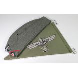 German army side hat with red piping with German staff car pennant