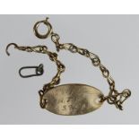 A.T.S. 9ct. Gold Identity bracelet marked 9ct. on the Keeper - bracelet inscribed M. Mills A.T.S.,