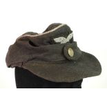 German Luftwaffe Panzer Officers Forage cap, badge has been uprated from an other ranks using a