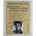 German Nazi SS Unterfuhrer Ausweis document