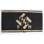 German SS armband for the FM who were the family often of SS members and helped with supplies from