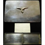 German Nazi Luftwaffe commemorative .835 silver cigarette case, with eagle to front and engraved '