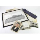 Royal Naval WW2 framed photo of HMS Argonaut light cruiser with selection of RN seaman’s photos.