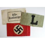German WW2 armbands, 3x inc Party