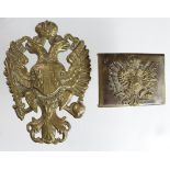 Russian Imperial Eagle helmet plate and belt buckle