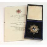 German Deutches Kreuz in Gold with award certificate to Feldwebel Horst Gerber 24th Mai 1943 with
