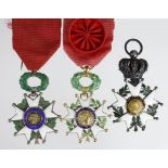 French Legion d'Honneur, three different types including early, all with various faults. Sold as