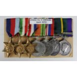 Group - 1939-45 Star, Italy Star, France & Germany Star, Defence & War Medal, Efficiency Medal GVI