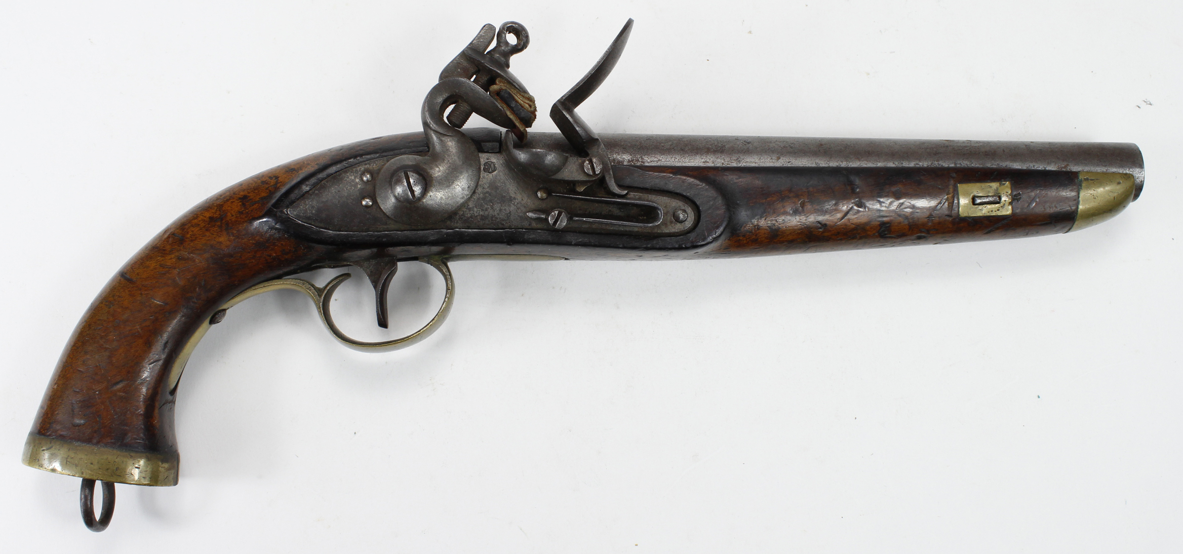 Belgium early 19th Century Sea Service, Flintlock Pistol, swan neck cock. Belgian proof to barrel.