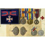 Royal Red Cross 2nd Class GV in its original Garrad case, BWM & Victory Medal named (Sister R White)