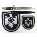 German WW2 cloth badges with German bayonet paper knife