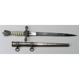 German Nazi replica Naval Dagger with scabbard, no makers mark