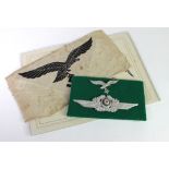 German WW2 Luftwaffe promotion scroll to Unteroffizier Klaus Tiedemann with Luftwaffe sports vest