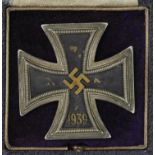 German Nazi Iron Cross 1st Class, in box of issue, brass Kriegsmarine version