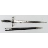 German (pre Nazi) Weimar Fire Department Dagger with metal and leather scabbard. Traces of rust